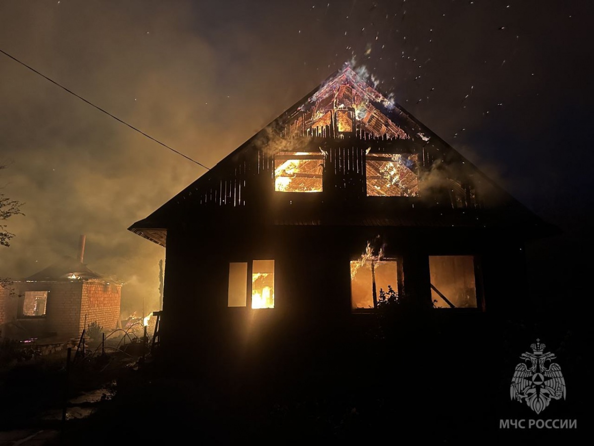 Два жилых дома сгорели при мощном пожаре в Нижегородской области - фото 1