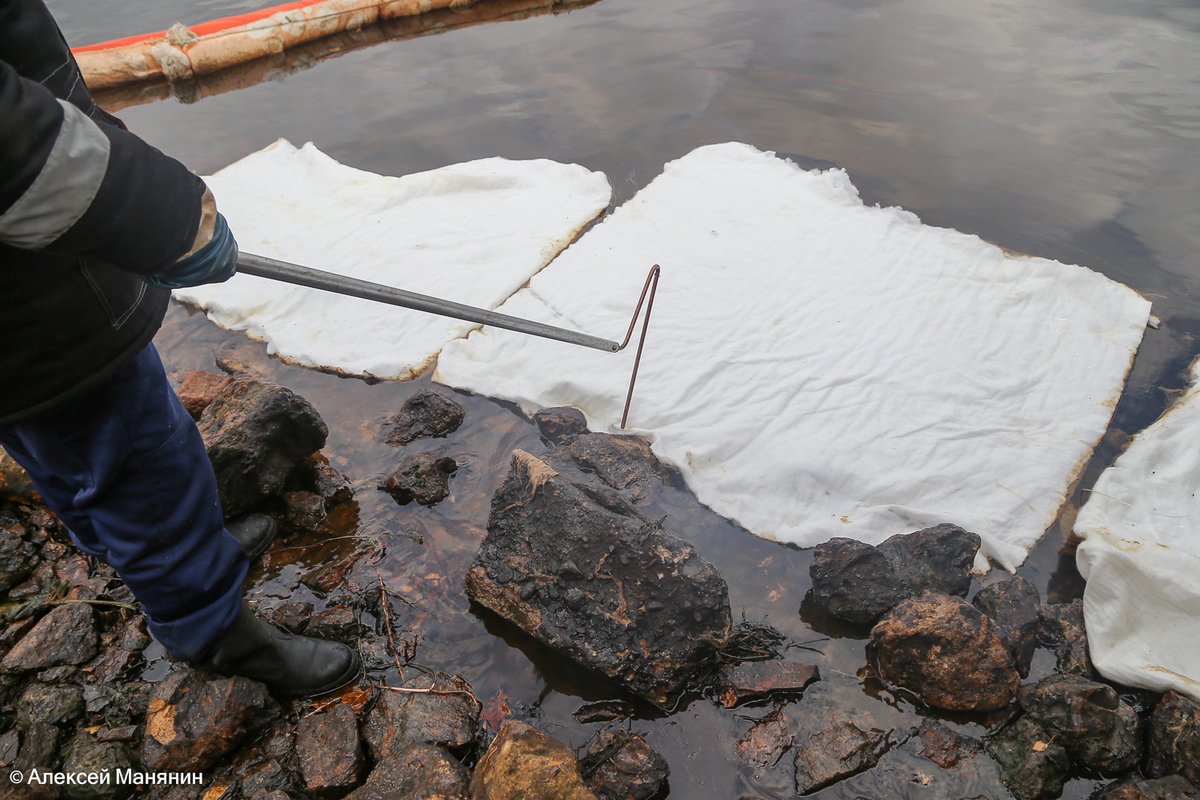 Около 20 литров нефтепродуктов собирают ежедневно с поверхности Волги у Бурнаковской низины - фото 2