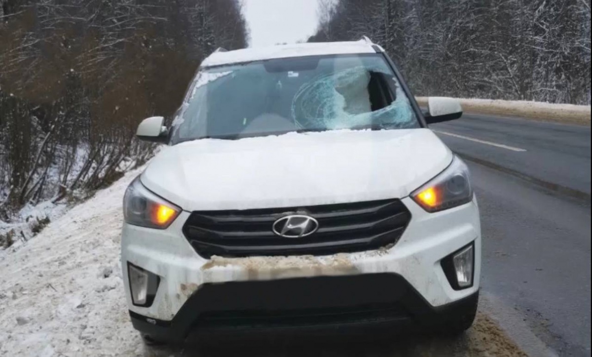 Глыба льда попала в иномарку на Кировской трассе: женщина-водитель в больнице - фото 1