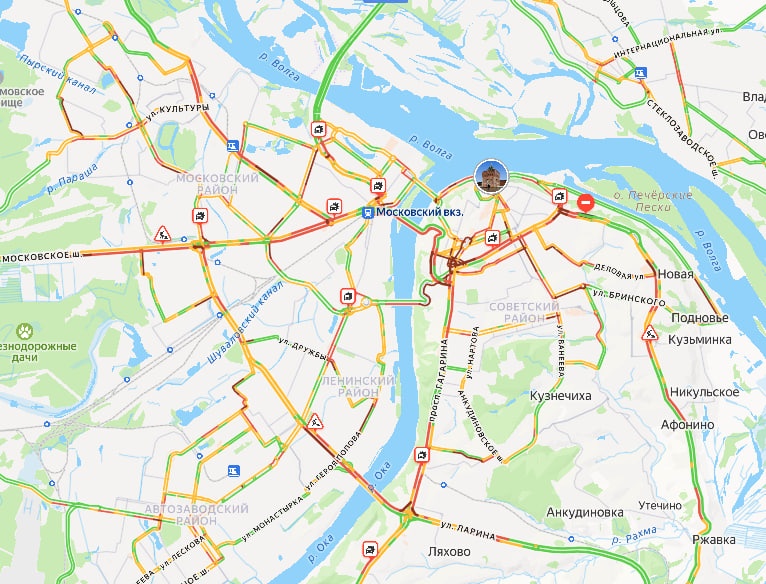 Снегопад снова спровоцировал жуткие пробки в Нижнем Новгороде - фото 1
